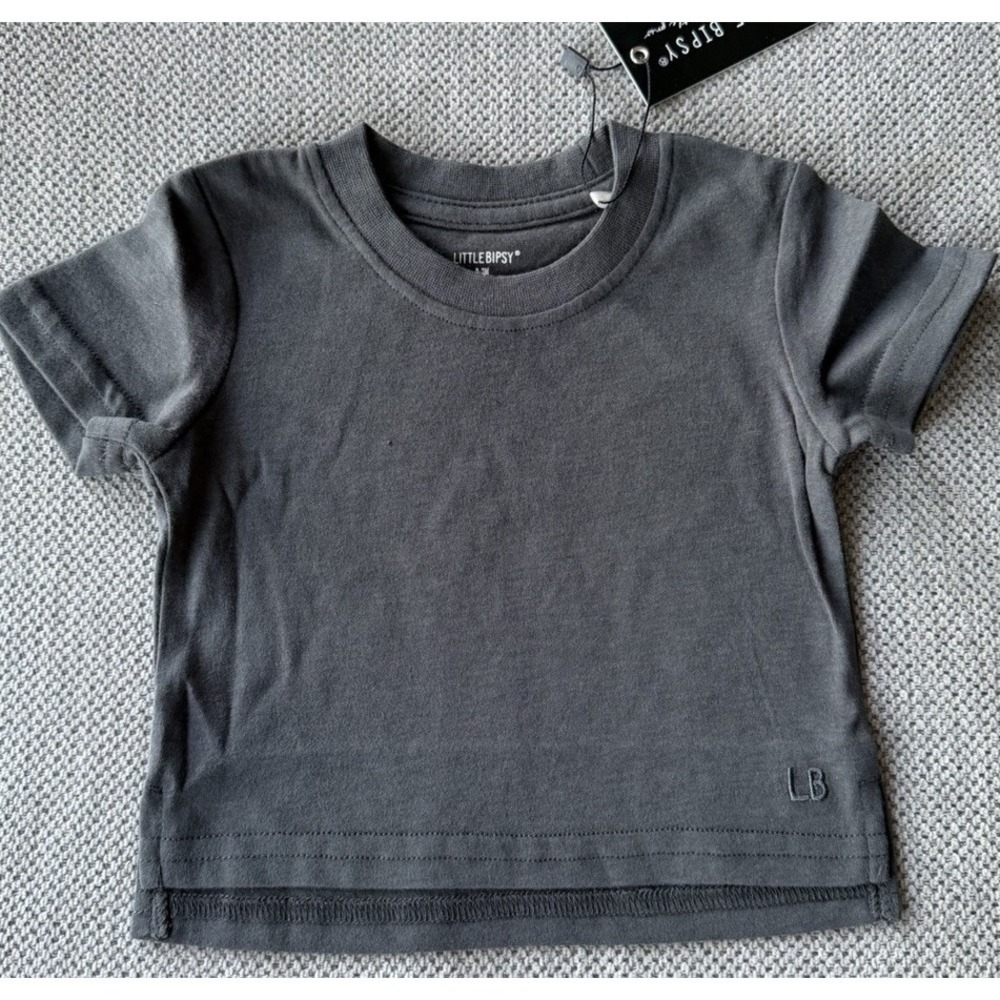 Little Bipsy Elevated Tee Shadow Gray Short Sleeve Shirt Baby 0-3M NWT